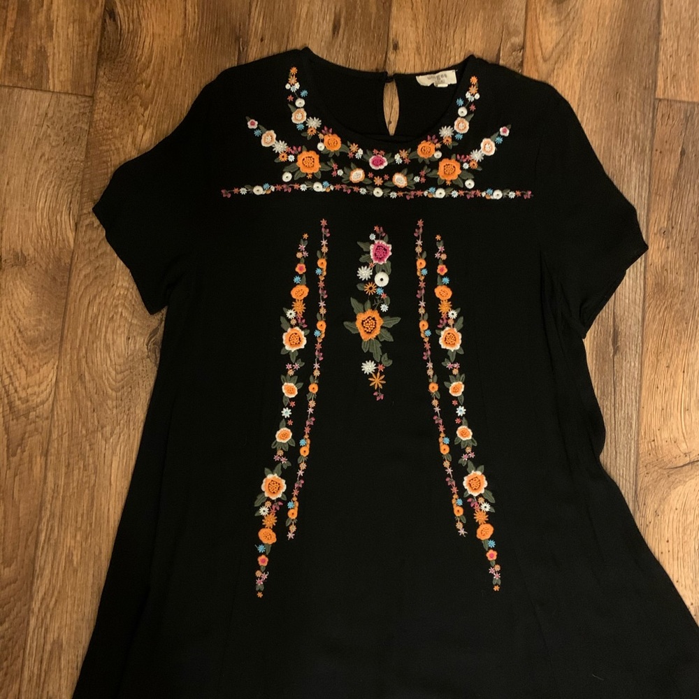 Black embroidered dress